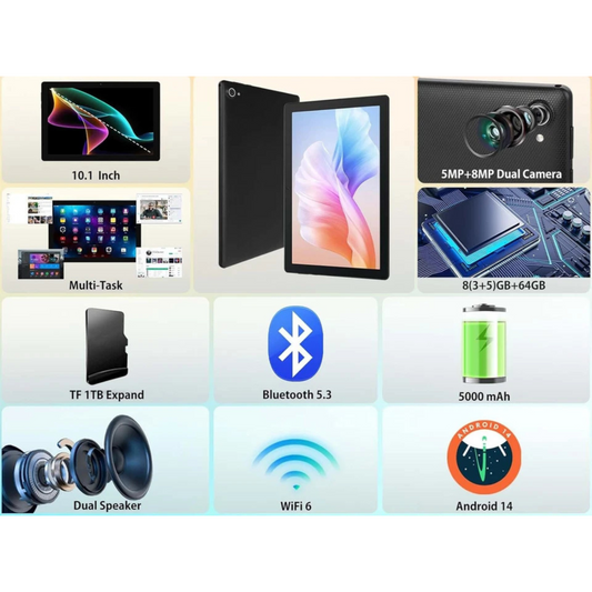 10 Inch Android14 Tablet PC 8 RAM 64GB ROM